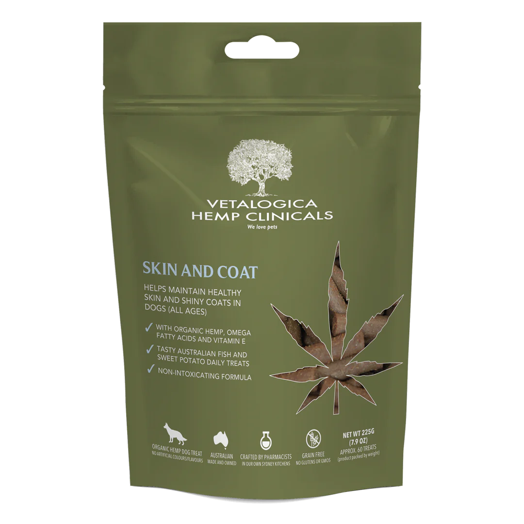 Vetalogica Hemp Clinicals Skin & Coat Plus Dog Treats 225g