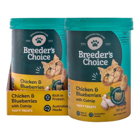 Breeder's Choice Tasty Treats - Chicken, Blueberries, & Catnip 120g (3pk)