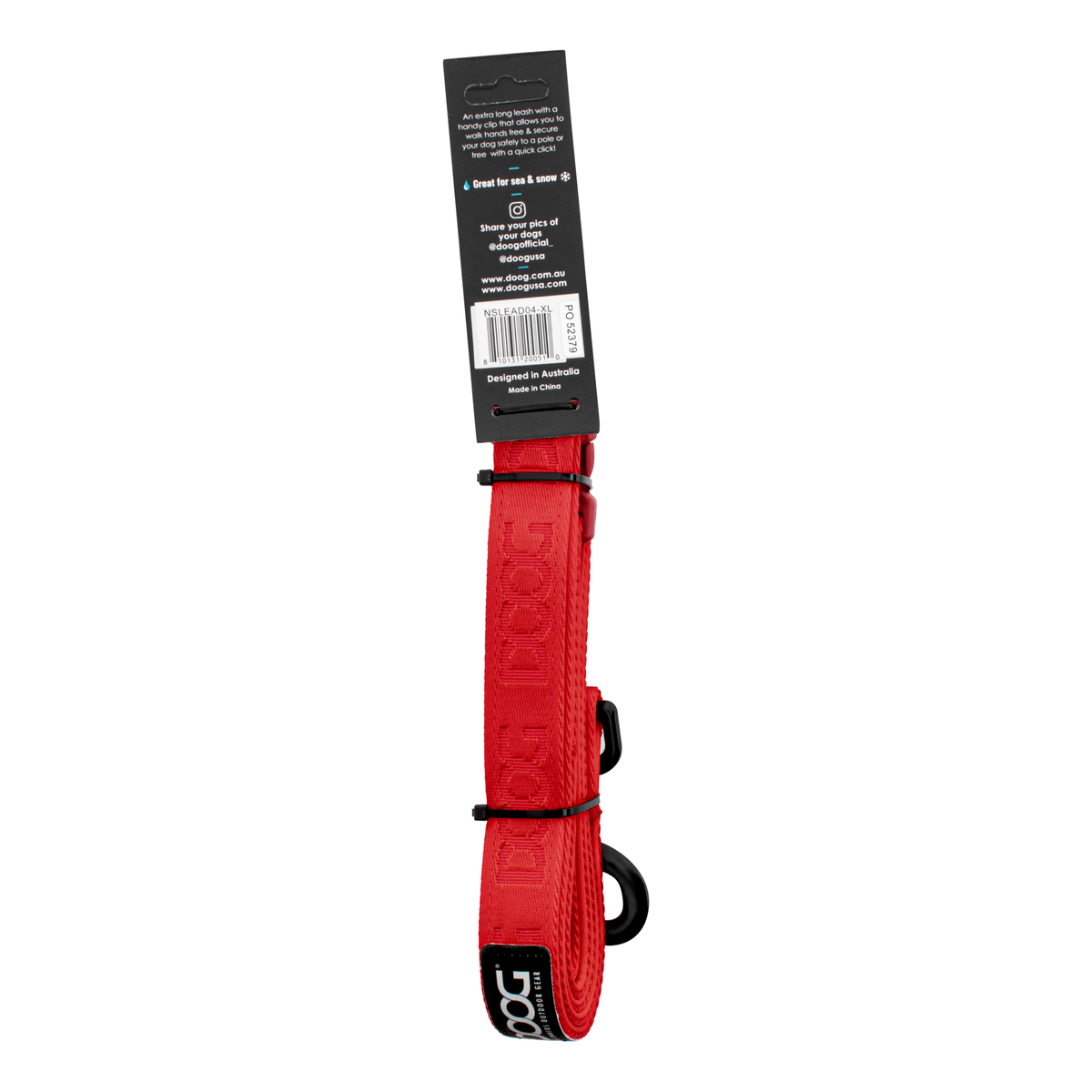 DOOG NeoSport Neoprene Leash - 'Clip It' (Red XL)