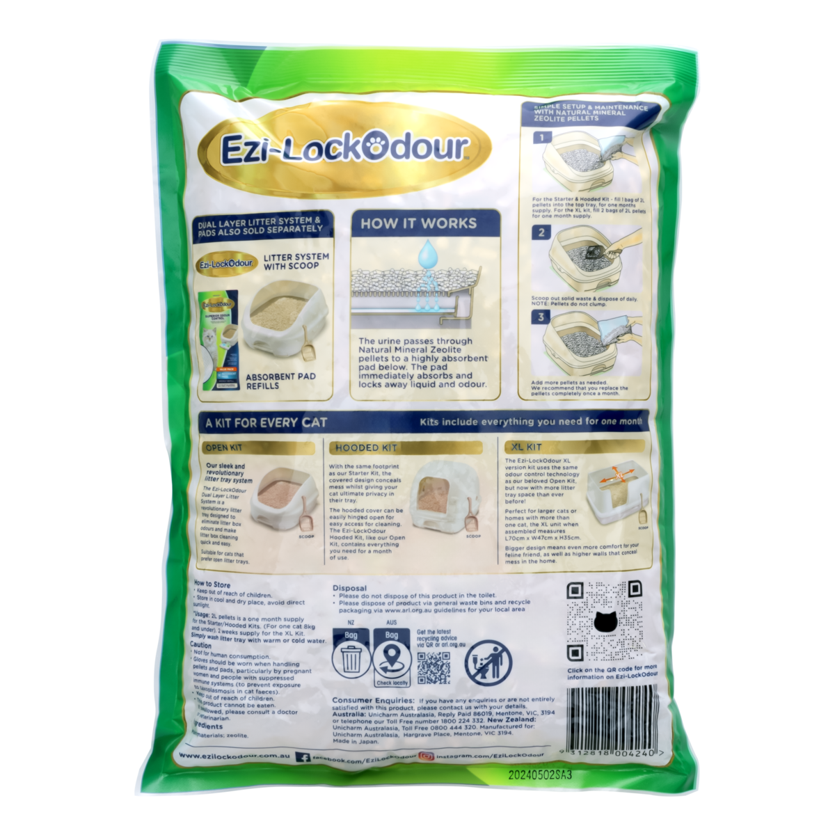 Ezi-LockOdour Natural Mineral Zeolite Pellets 2kg