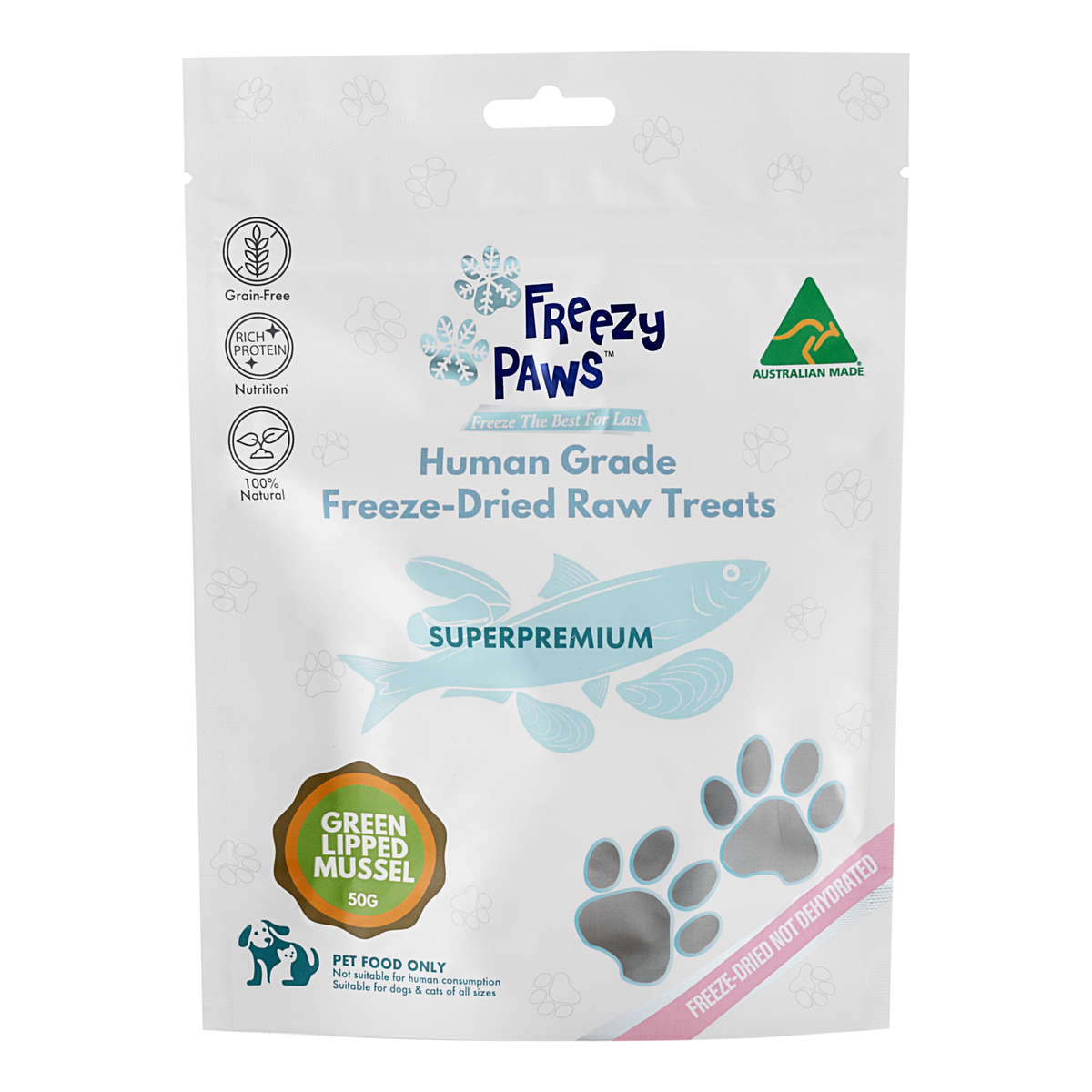 Freezy Paws Freeze Dried Green Lipped Mussels Treats 50g