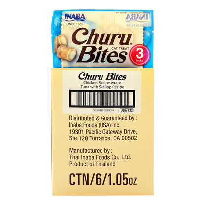 INABA Churu Bites Chicken Wraps with Tuna & Scallops 30g (6pk)