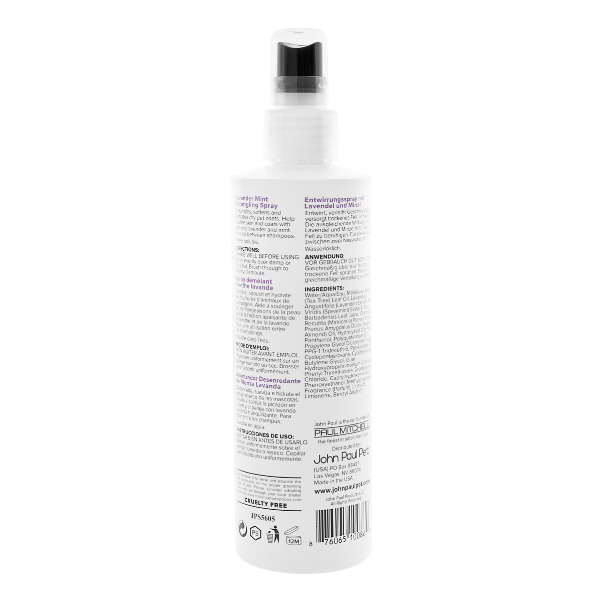 John Paul Pet Lavender Mint Detangling Spray 236ml