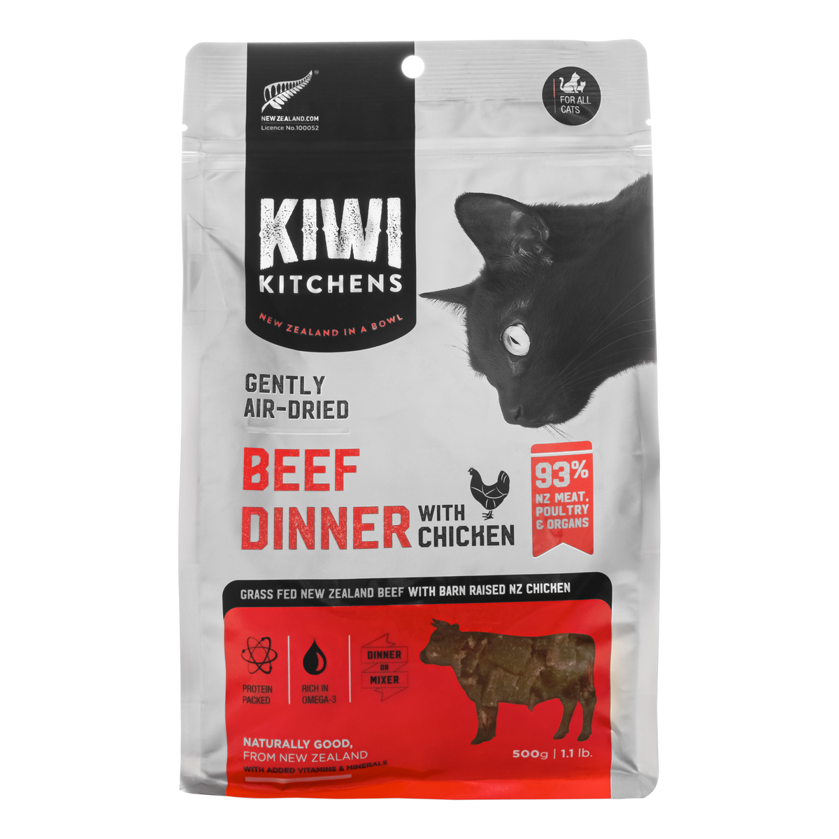 Kiwi Kitchens Air Dried Beef with Chicken Cat Dinner 500g