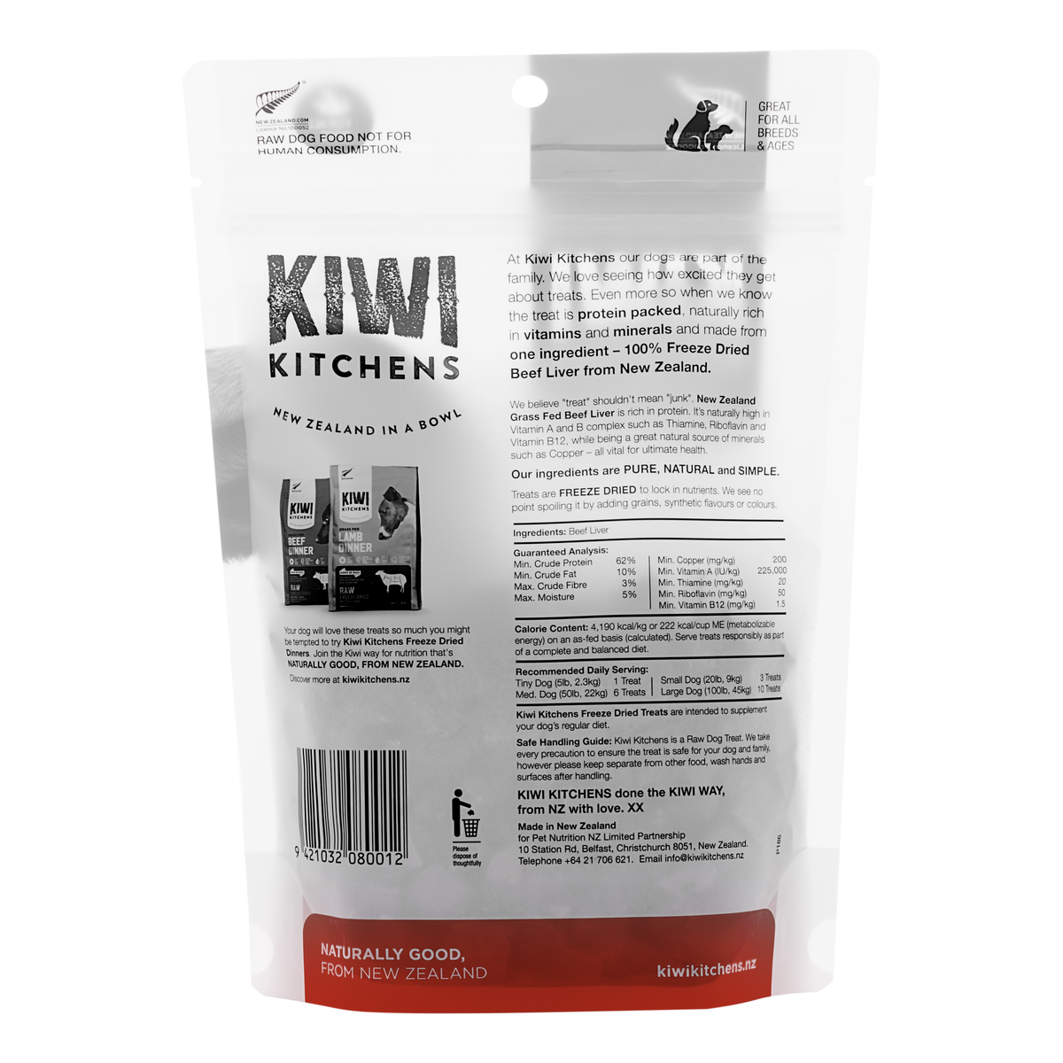 Kiwi Kitchens Freeze Dried Beef Liver Treats 110g