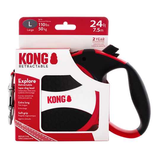 KONG Explore Retractable Leash (Red L)