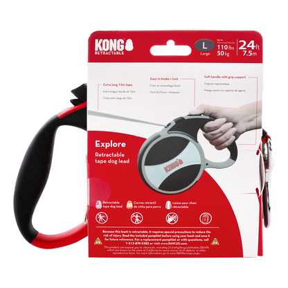 KONG Explore Retractable Leash (Red L)