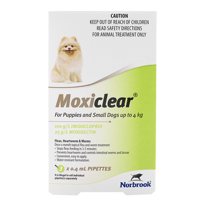 Moxiclear for Puppies & Small Dogs up to 4kg (6pk)