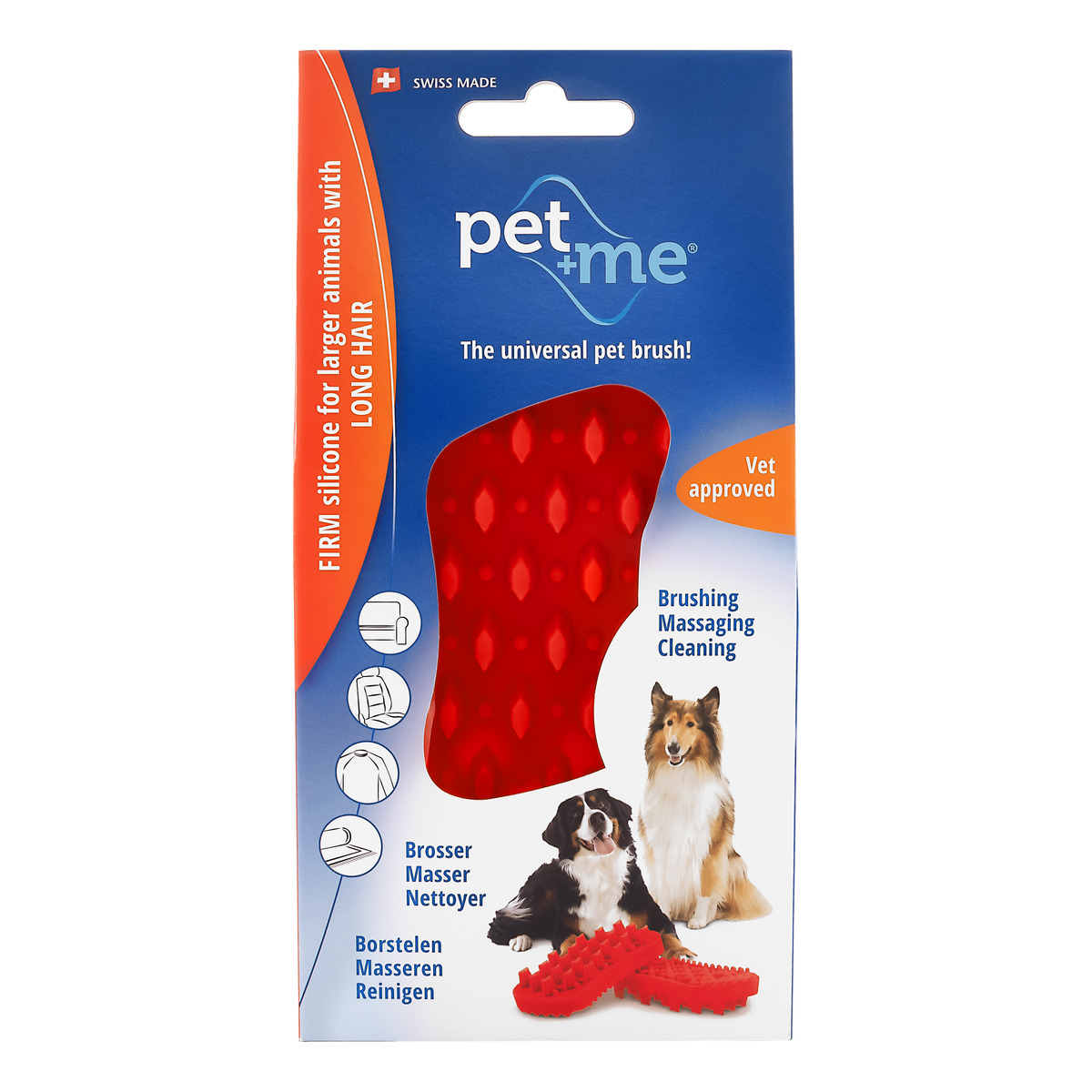 Pet+Me Soft M/L Long Hair Dog Brush (Red)