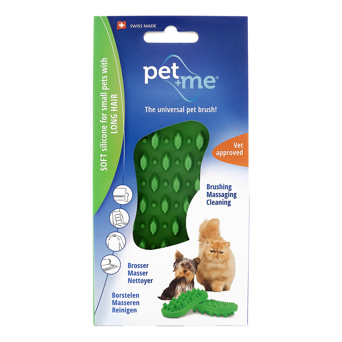 Pet+Me Soft Small Long Hair Pet Brush (Green)