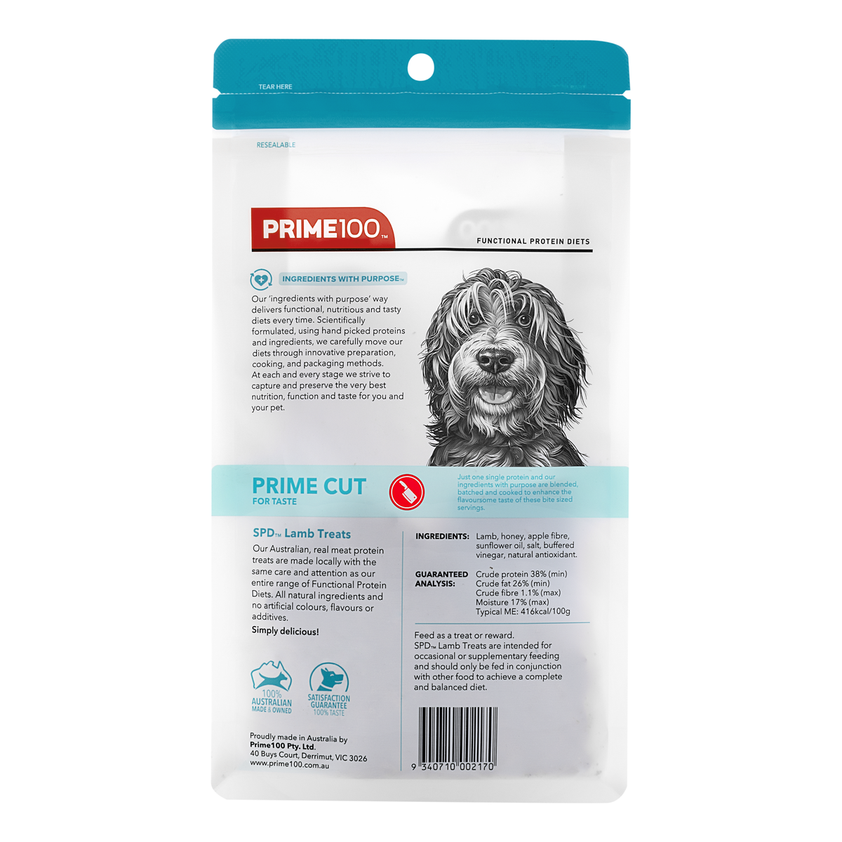 PRIME100 SPD Prime Cut Lamb Treats 100g