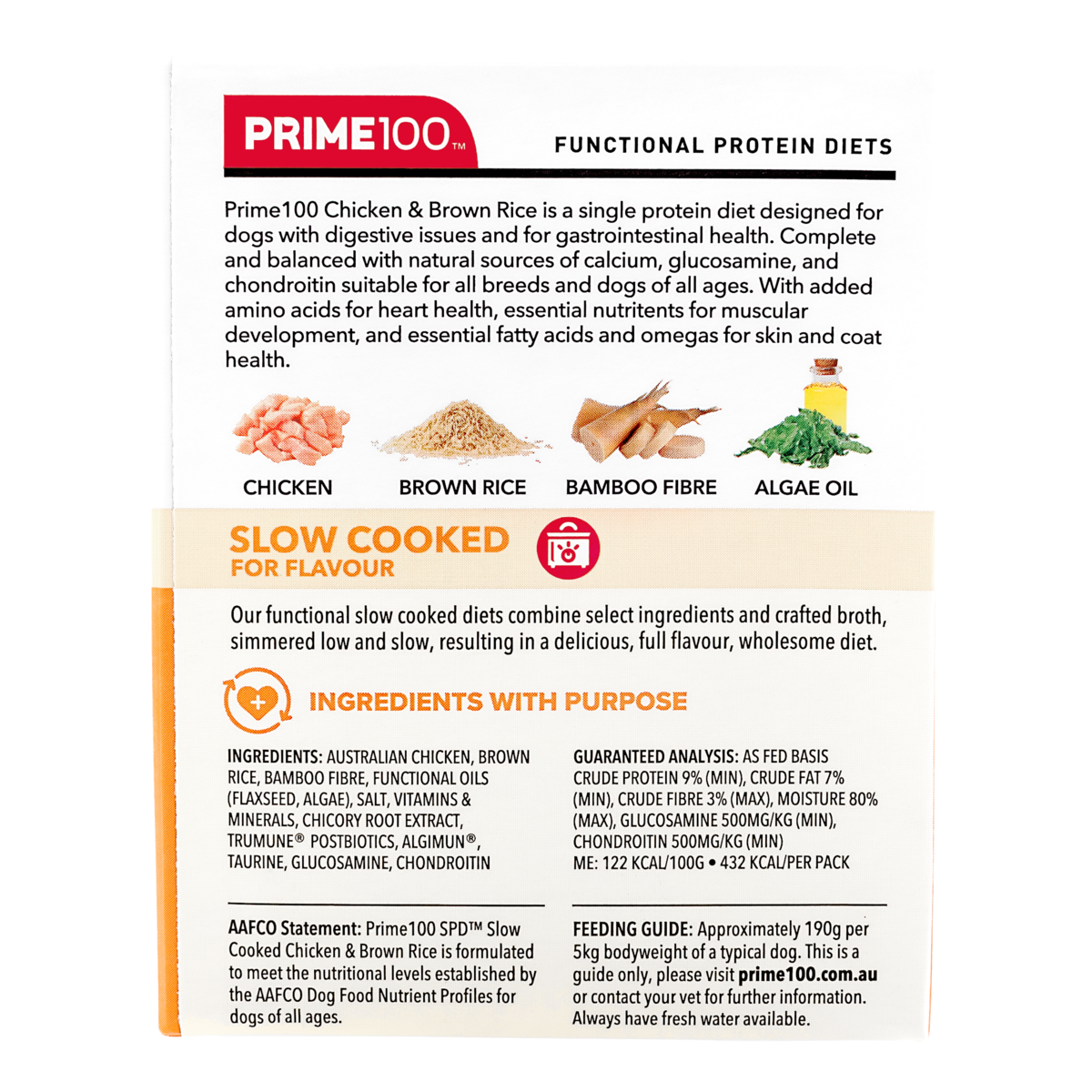 PRIME100 SPD Slow Cooked Chicken & Brown Rice 354g (12pk)