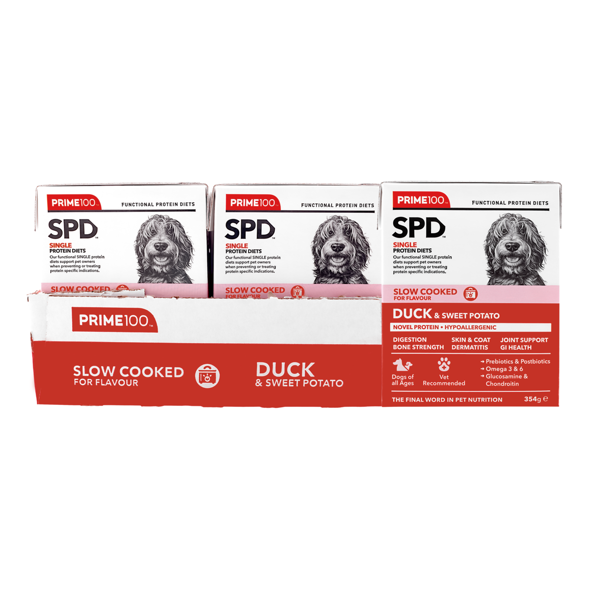 PRIME100 SPD Slow Cooked Duck & Sweet Potato 354g (12pk)