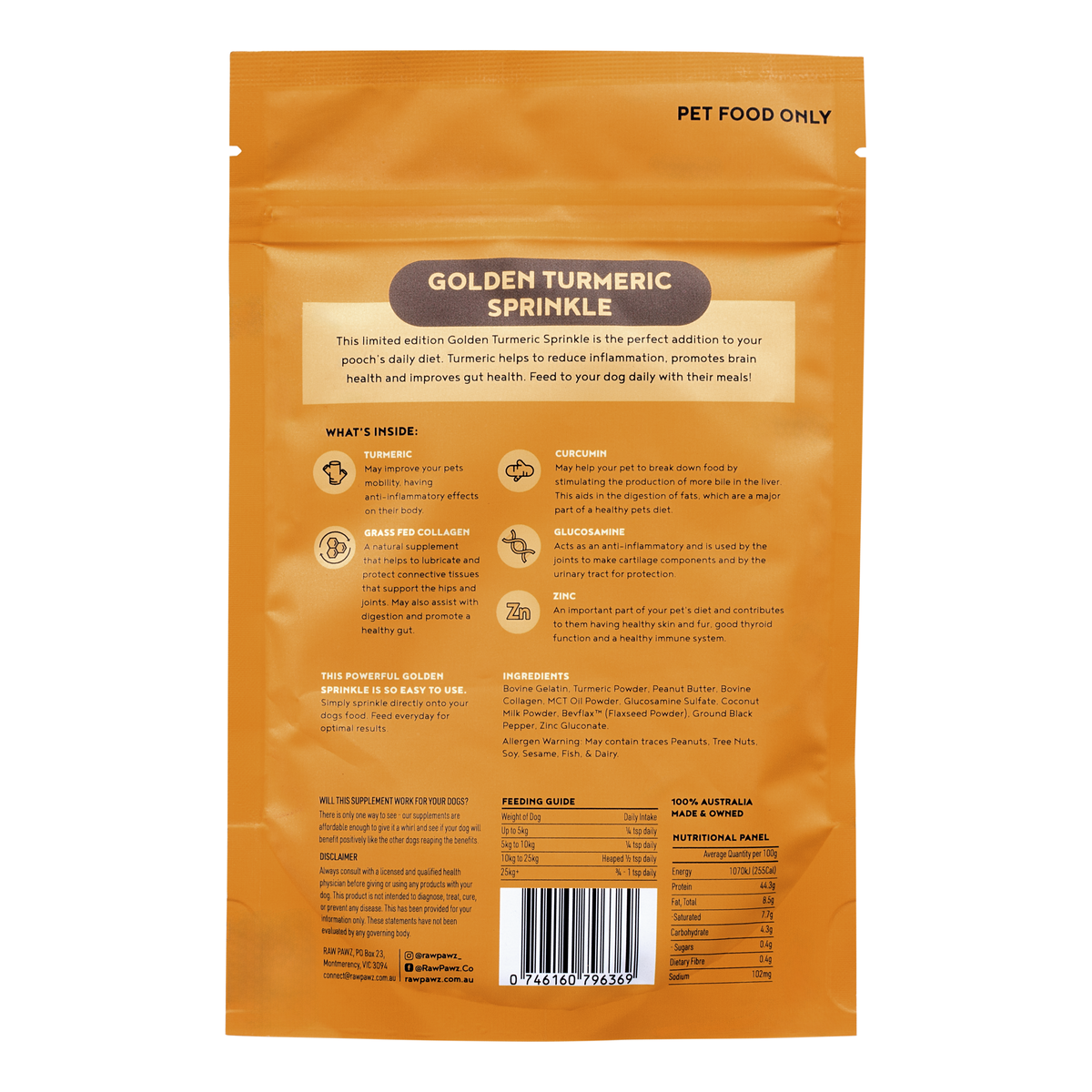 Raw Pawz Anti-Inflammatory Turmeric Sprinkle 105g