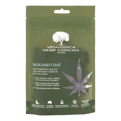 Vetalogica Hemp Clinicals Skin & Coat Plus Cat Treats 100g