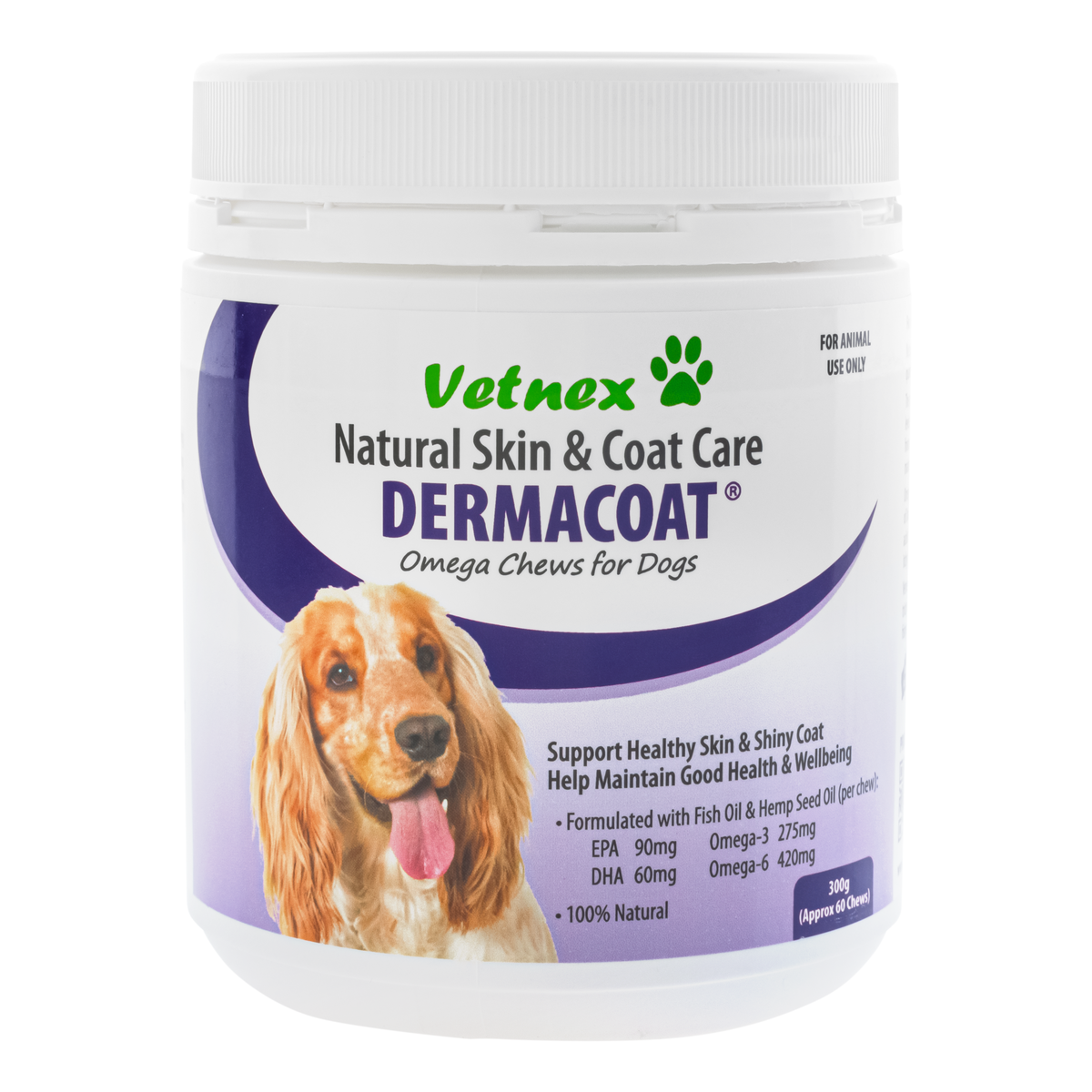 Vetnex DermaCoat Omega Chews for Dogs 300g (60 chews)