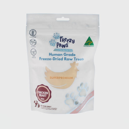 Freezy Paws Freeze Dried Chicken Heart Treats 100g