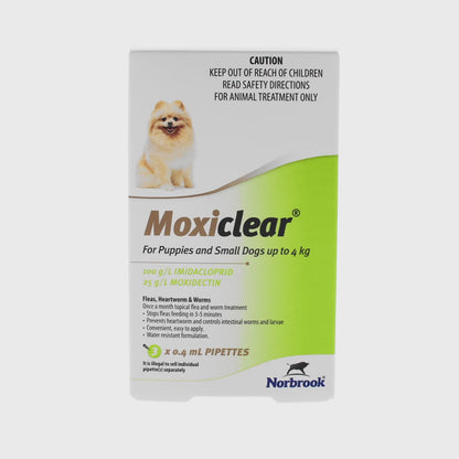 Moxiclear for Puppies & Small Dogs up to 4kg (6pk)